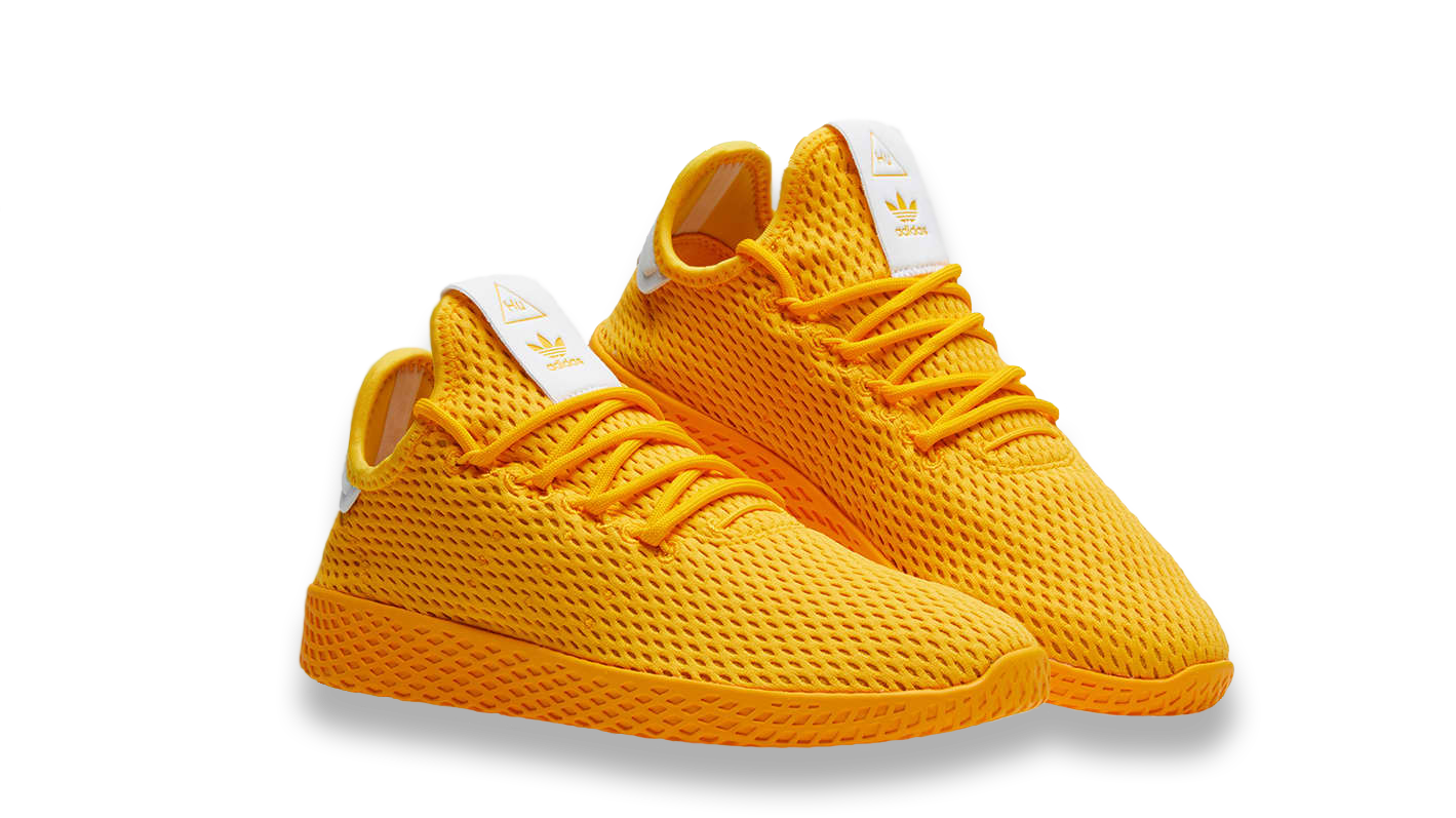  adidas pharrell williams tennis hu shoe in tangerine/gold